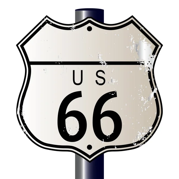 Señal de ruta 66 en blanco — Vector de stock