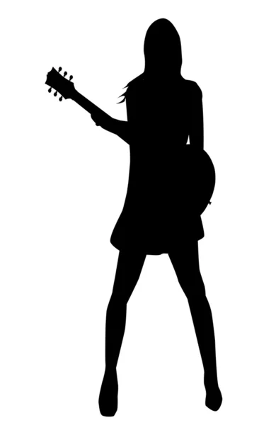 Silhouette de fille musicienne — Image vectorielle