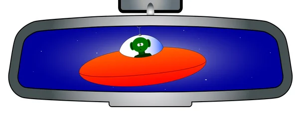 Extraterrestre en el espejo retrovisor — Archivo Imágenes Vectoriales