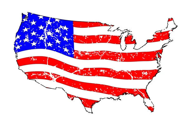 Mapa de la Bandera Grunge USA — Vector de stock