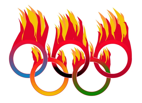 Vlam Olympische ringen — Stockvector