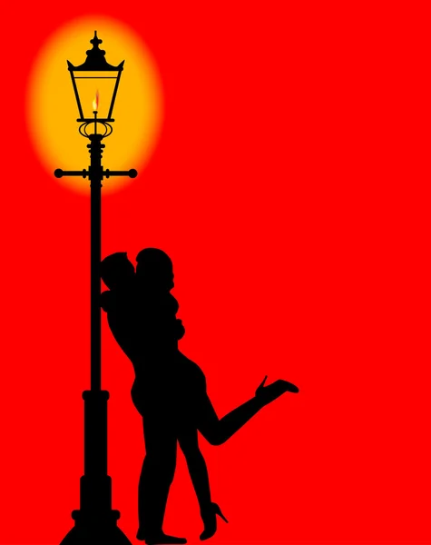 Kissing Under the Lamppost — Stock Vector