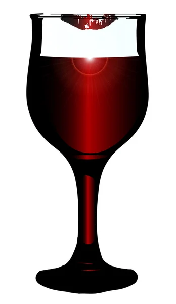 Rossetto su bicchiere di vino — Vettoriale Stock