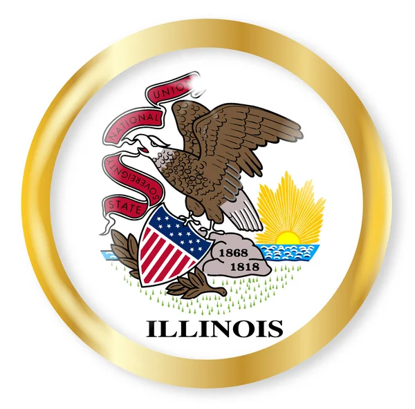 Illinois flagga knappen — Stock vektor
