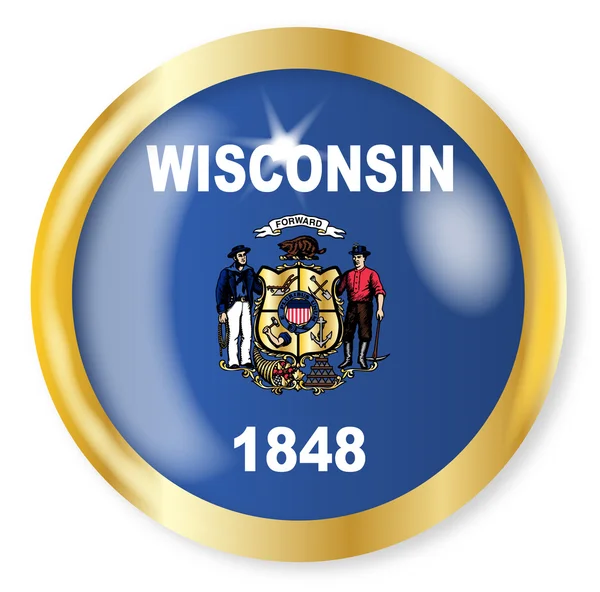 Botão de bandeira de Wisconsin — Vetor de Stock