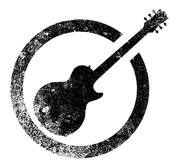 Guitar Black Ink Stamp — Stock Vector