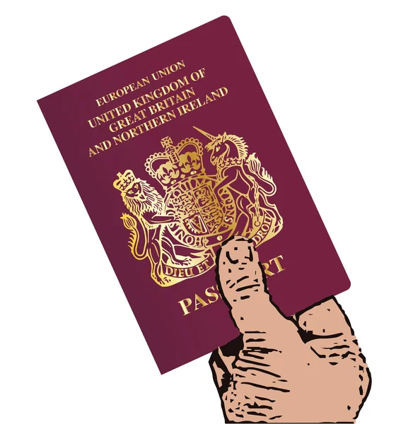 Memegang paspor - Stok Vektor