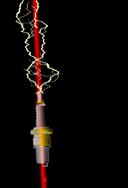 Lightning Strike Spark Plug — Stock Vector