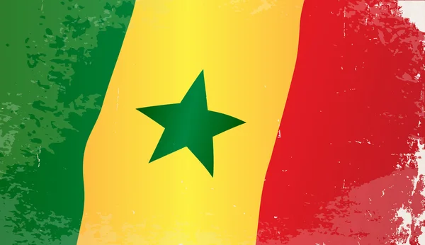 セネガル国旗グランジ — ストックベクタ