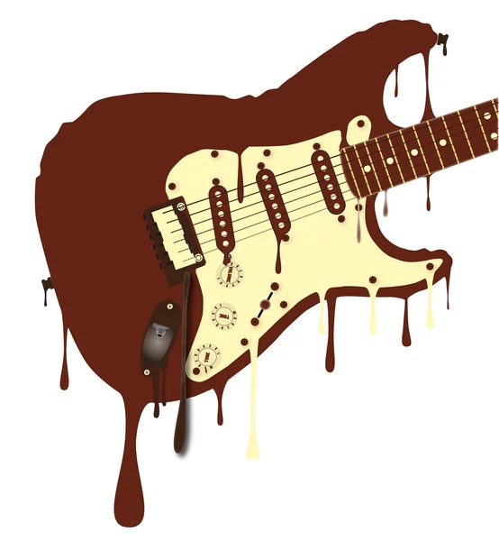 Guitarra de chocolate derretendo — Vetor de Stock