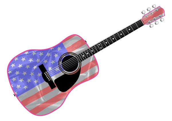 Guitarra de estrellas y rayas — Vector de stock