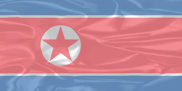 Bandera de seda de Corea del Norte — Vector de stock