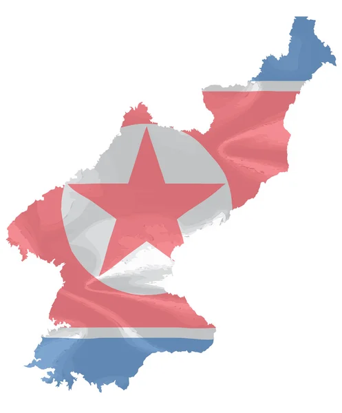 Mapa de Bandera de Corea del Norte — Vector de stock