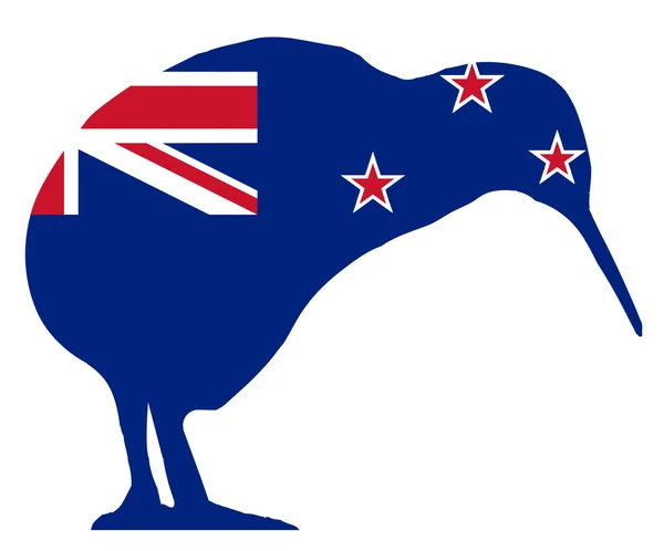 シルエットがキウイ ニュージーランドの国旗 — ストックベクタ