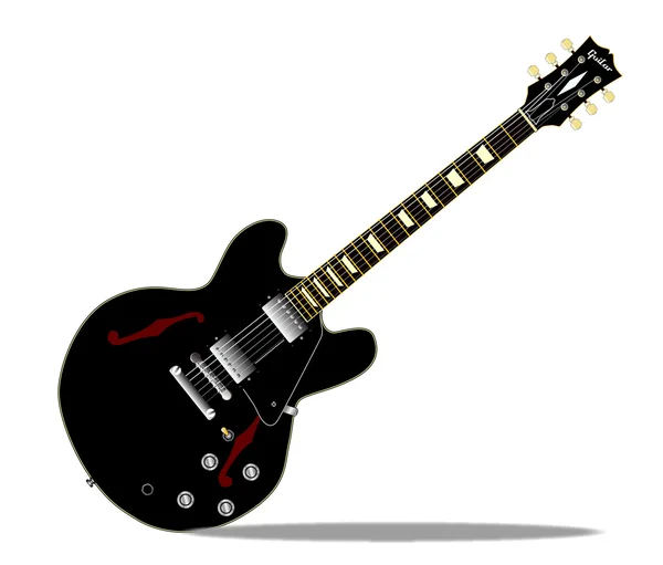 Schwarze semi-solide Gitarre — Stockvektor