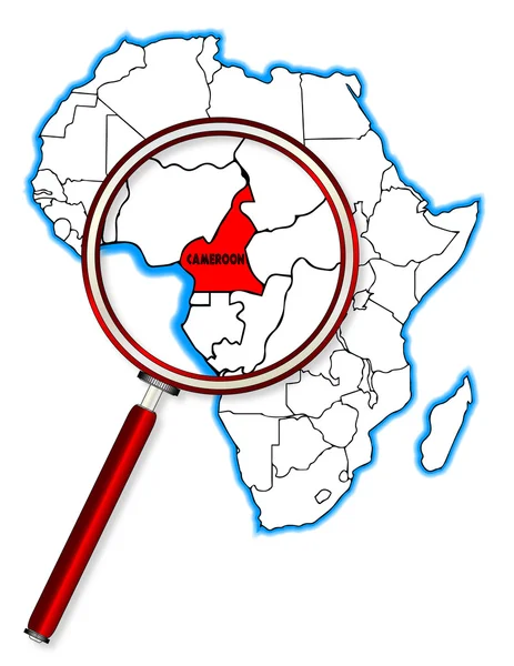 Kamerun Di Bawah Kaca Pembesaran - Stok Vektor