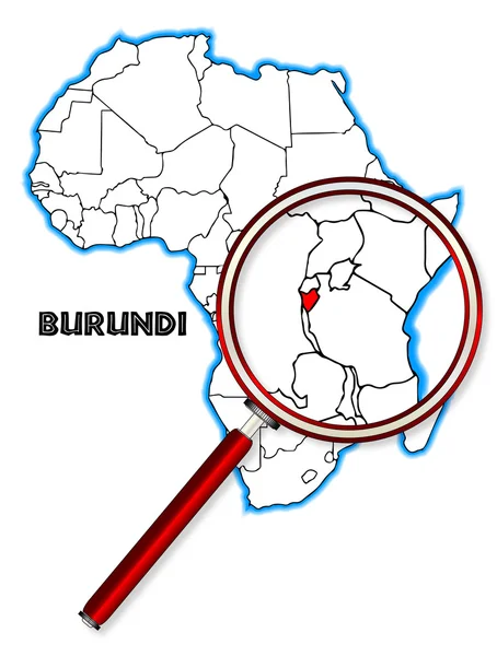 Burundi Büyüteç altında — Stok Vektör