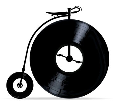 Penny Farthing With Vinyl Records clipart