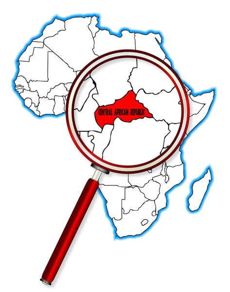 สาธารณรัฐแอฟริกากลาง ภายใต้กระจกขยาย — ภาพเวกเตอร์สต็อก