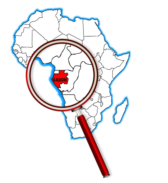 Gabon ภายใต้กระจกขยาย — ภาพเวกเตอร์สต็อก