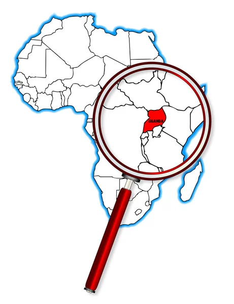 Uganda Under A Magnifying Glass - Stok Vektor