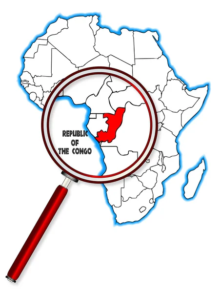 République du Congo sous un verre grossissant — Image vectorielle