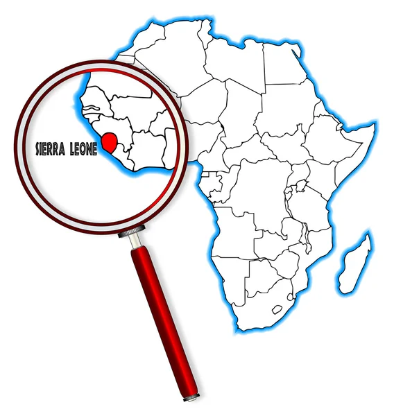 Sierra Leone sous un verre grossissant — Image vectorielle