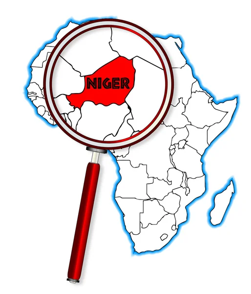 Niger Under A Magnifying Glass — Stock Vector
