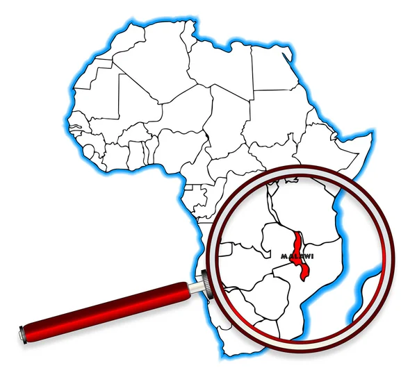 Malawi sob uma lupa —  Vetores de Stock