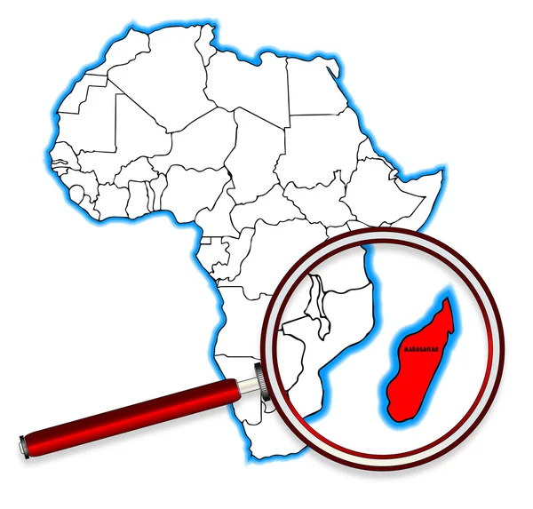 Madagáscar sob uma lupa —  Vetores de Stock