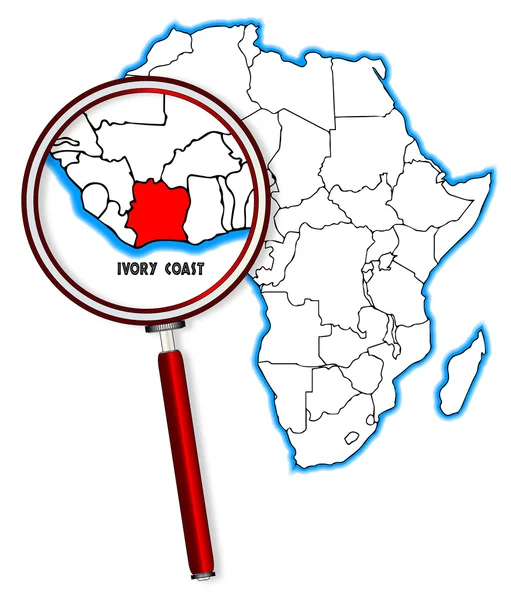 Costa do Marfim sob uma lupa —  Vetores de Stock
