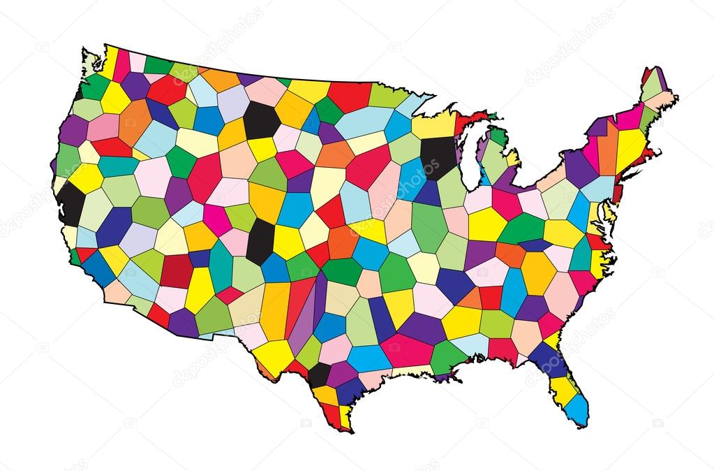 USA Flag Map Patchwork