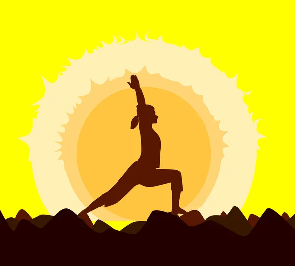 Yoga sunset. — Stock vektor