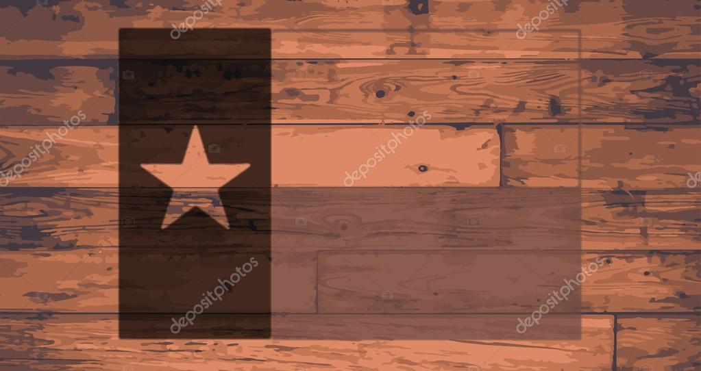 Texas State Flag branded onto wooden planks