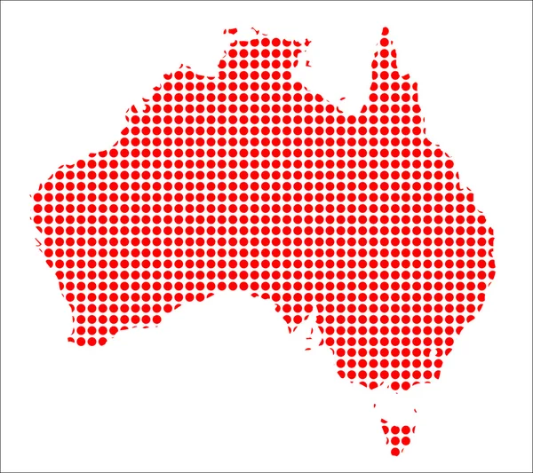 オーストラリアの赤ドット地図 — ストックベクタ