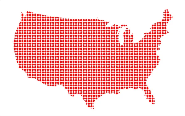 Red Dot karta över U.S.of A. — Stock vektor