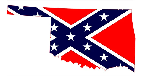 オクラホマ州地図、南軍の旗 — ストックベクタ