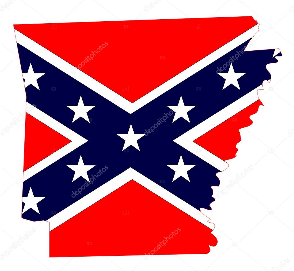 Arkansas Map And Confederate Flag