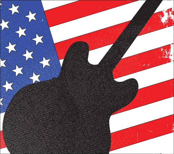 Gitar siluet bayrağı üzerinde — Stok Vektör
