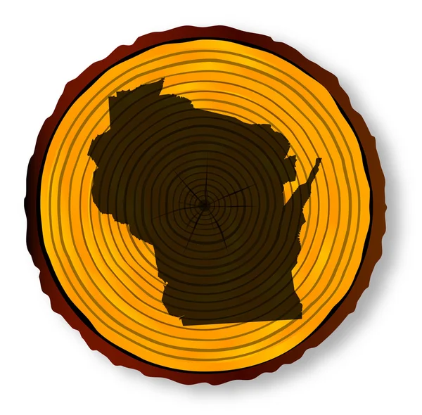 木材にウィスコンシン州の地図 — ストックベクタ