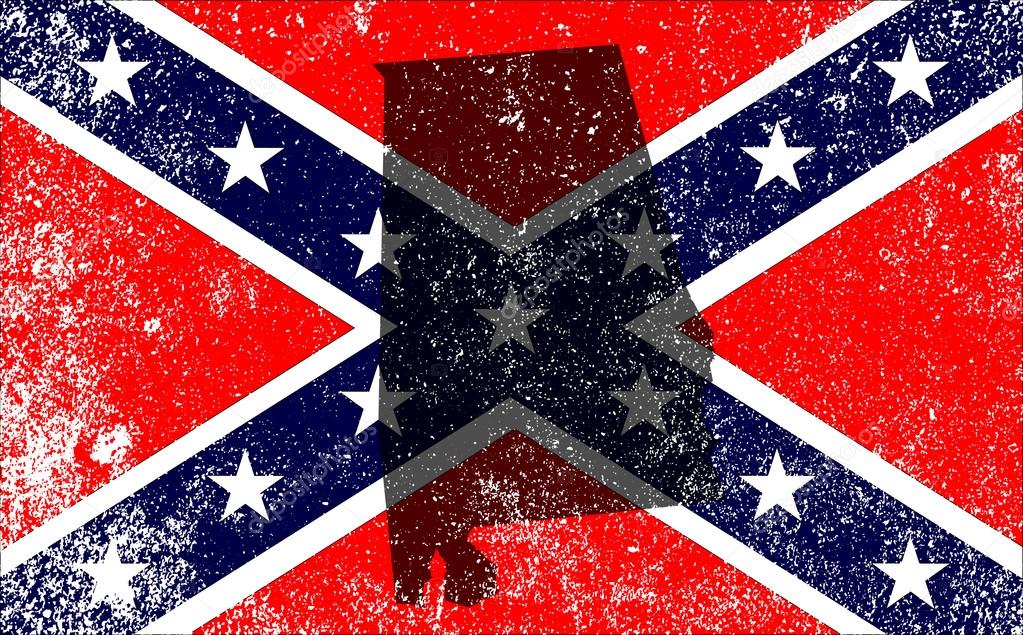 Rebel Civil War Flag With Alabama Map