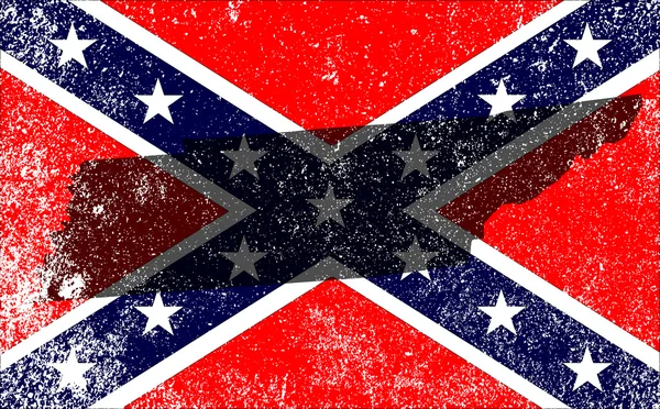 Bandera rebelde de la guerra civil con mapa de Tennessee — Archivo Imágenes Vectoriales