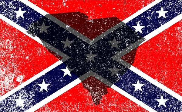 Drapeau de guerre civile rebelle avec carte de la Caroline du Sud — Image vectorielle
