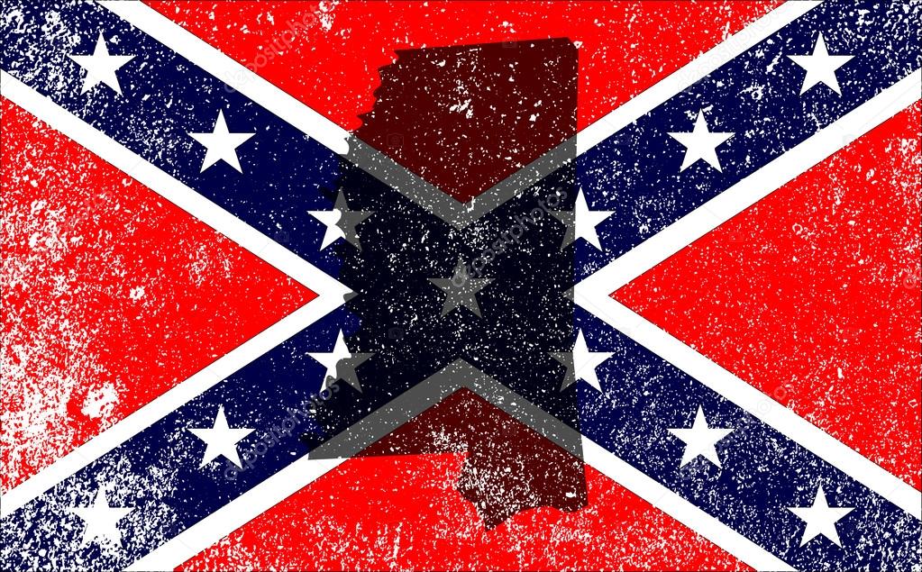 Rebel Civil War Flag With Mississippi Map