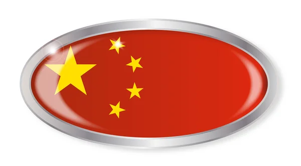 China bandeira oval botão —  Vetores de Stock