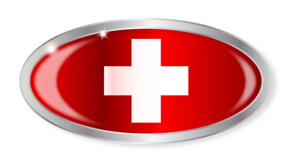 Овальная кнопка швейцарского флага — стоковый вектор