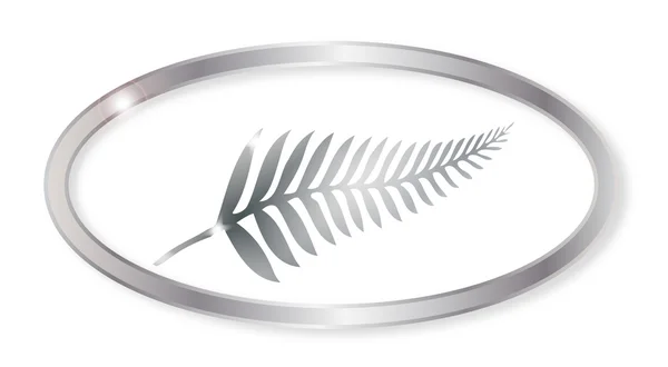 New Zealand Silver Fern Oval Button — Stock Vector