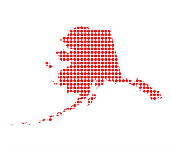 Red Dot karta över Alaska — Stock vektor
