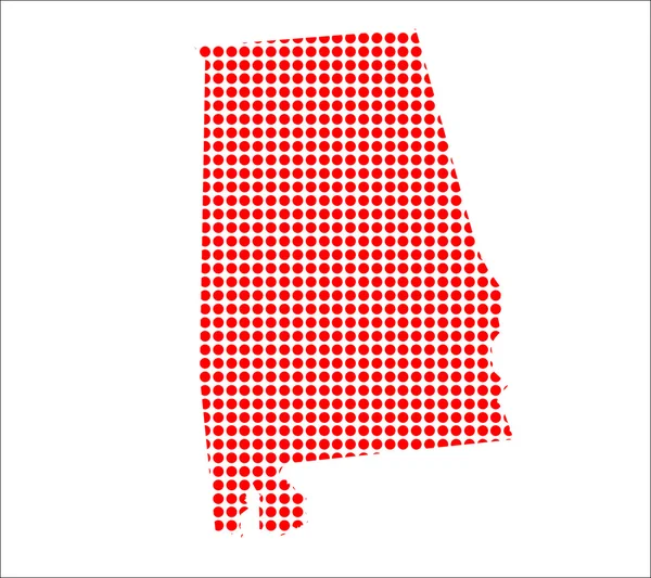 Κόκκινη κουκκίδα χάρτη της Αλαμπάμα — Διανυσματικό Αρχείο