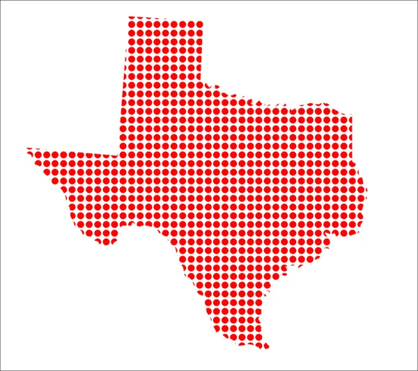 Red Dot Map of Texas — Stock Vector